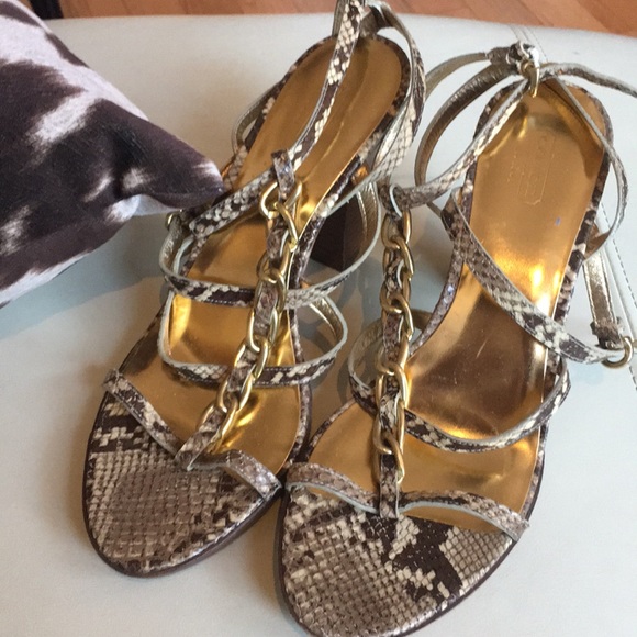 Snake embossed leather Coach sandal - Picture 1 of 4